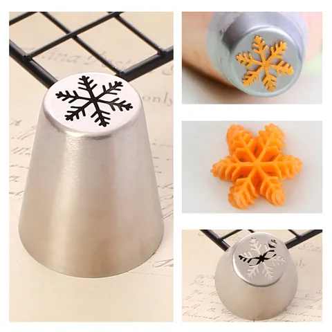Russische Spritztüllen Edelstahl Nahtlos Weihnachten Schneeflocke Serie Creme Düsen Tortendekorationswerkzeuge Backzubehör