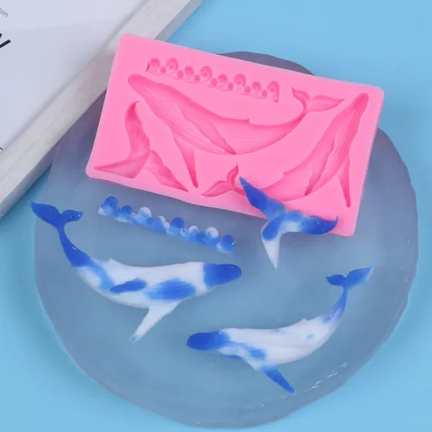Moule en Silicone Baleine Vague de Mer Design Queue de Baleine 3D pour Savon Artisanal Bougie Chocolat Fondant Résine Bricolage Cuisson