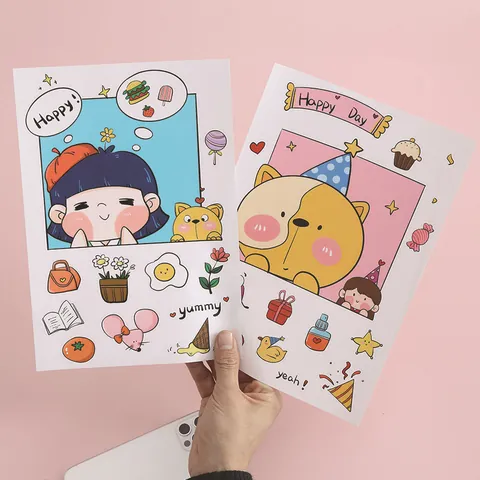 Cartoon Cute Girl PVC Waterproof Stickers Removable Laptop Luggage Decor DIY Decals For Kids Teens Girls Stationary Gift