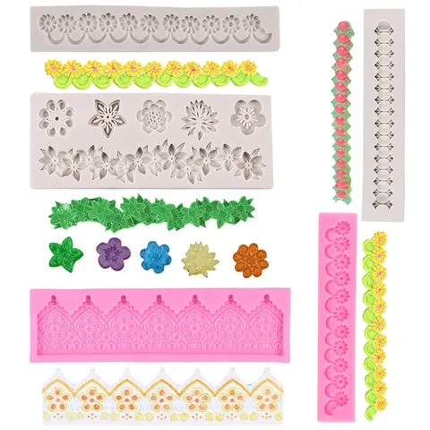 European Retro Floral Pattern Silicone Cake Mold For DIY Chocolate Candy Fondant Cake Border Decoration Lace Baking Mold