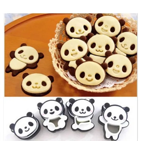 Plastic Panda Cookie Mold Set DIY Baking Tools Manual Press Biscuit Cutters Cake Decorating Supplies Kitchen Accessories For Kids Home Baking