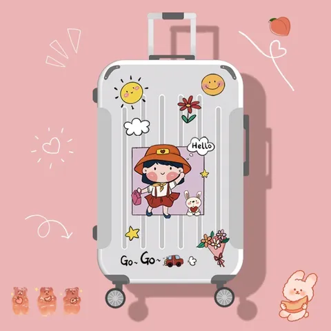 Cartoon Cute Girl PVC Waterproof Stickers Removable Laptop Luggage Decor DIY Decals For Kids Teens Girls Stationary Gift
