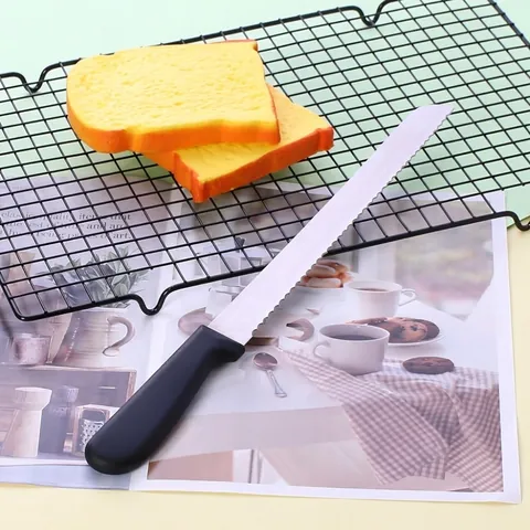 Cuchillo de Pan Profesional de Acero Inoxidable Con Mango de Madera Cortador de Pasteles Hoja Dentada Herramienta de Panadería