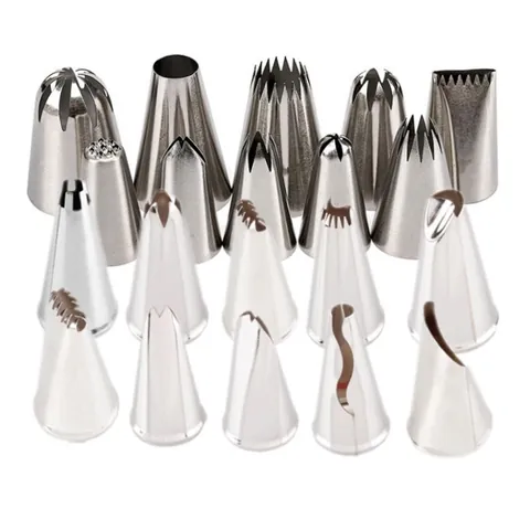 Stainless Steel Piping Nozzle Medium Cake Decorating Tips 6 Teeth Star Icing Tips For Rose Cream Cookies Baking DIY Tools