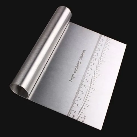 Stainless Steel Dough Scraper Crinkle Cutter Vegetable Slicer Bench Scraper With Measurement Scale Professional Kitchen Baking Tool Manual Potato Soap Cutter
