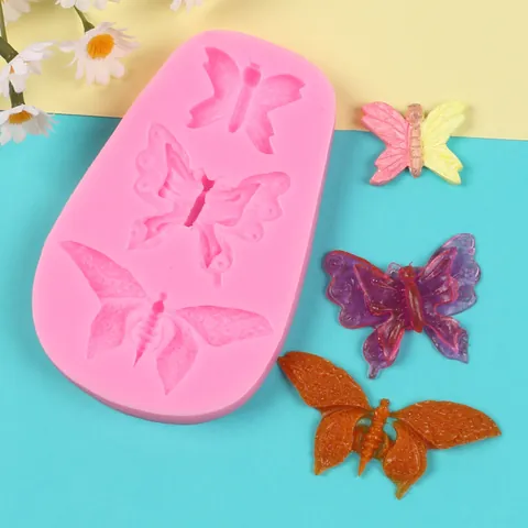 Butterfly Silicone Mold DIY Chocolate Candy Fondant Cake Decoration Triple Butterfly Shape Baking Tool Handmade Resin Mold