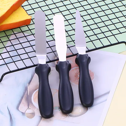 Stainless Steel Cake Icing Spatula Set 3 Pieces Baking Tools Cream Smoother Scraper For Cake Decorating Kitchen Supplies