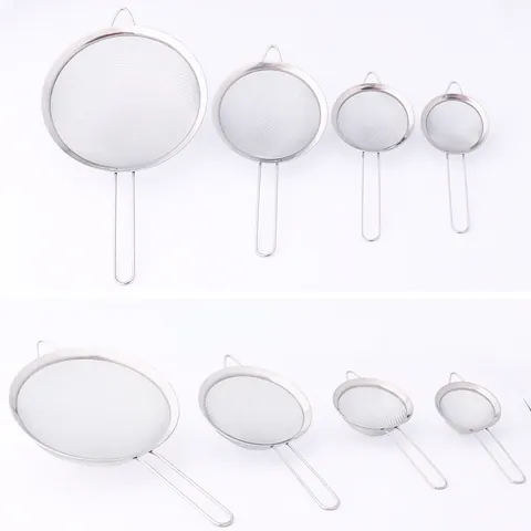 Juego de Tamiz de Harina de Acero Inoxidable Colador de Malla Tipo Cuchara Filtro de Aceite Herramienta de Cocina