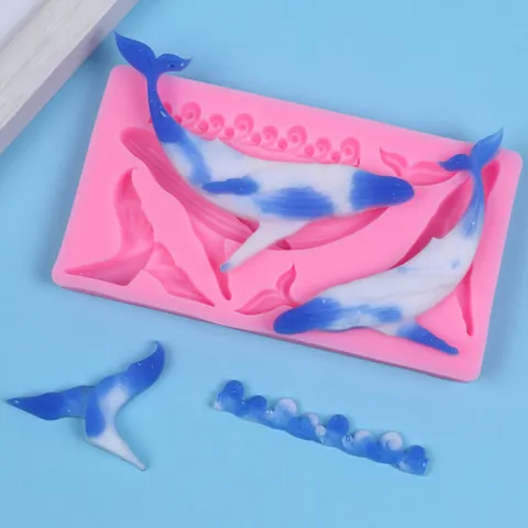 Moule en Silicone Baleine Vague de Mer Design Queue de Baleine 3D pour Savon Artisanal Bougie Chocolat Fondant Résine Bricolage Cuisson