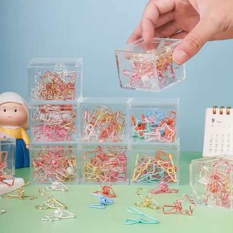 Hohl Metall Draht Vielzweckklemmen Stern Herz Katze Geformt Büroklammern Bunte Skelett Binder Clips Für Büro Schule Scrapbooking Deko