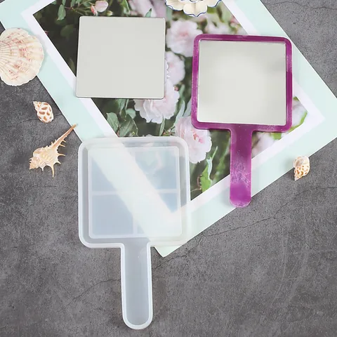 DIY Crystal Epoxy Resin Mirror Silicone Mold Heart Square Round Handheld Mirror Handmade Casting Tool Kit Craft Supplies