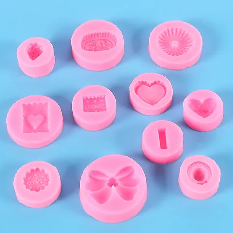 Pink Liquid Silicone Mold Heart Bow Knot Biscuit Shape For Fondant Cake Chocolate Plaster Epoxy Resin DIY Craft Baking Mold