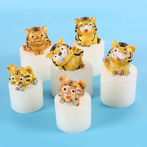 Stampo in Silicone Tigre dello Zodiaco 3D Cartone Animato Stampo in Silicone Liquido per Creazione Ornamenti in Gesso Resina Fai da Te Decorazione da Tavolo
