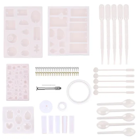 Silicone Epoxy Resin Mold Set For Jewelry Making Tool Kit With Droppers Stirrers Hand Drill Eye Pins DIY Handcraft Accessory