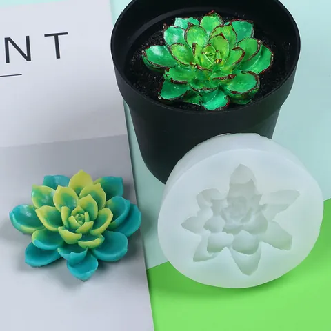 3D Succulent Plant Silicone Mold Simulated Succulent Handmade Soap Candle Resin Mold Chocolate Mousse Cake Decoration Tool Floral Silicone Baking Mold