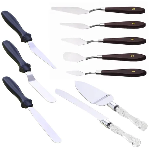Stainless Steel Cake Icing Spatula Set 3 Pieces Baking Tools Cream Smoother Scraper For Cake Decorating Kitchen Supplies