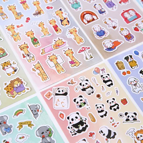 Lindos Pegatinas Washi de Animales de Dibujos Animados Impermeables Diario Scrapbooking Pegatinas Conjunto DIY Calcomanías de Papelería Para Niños Estudiantes