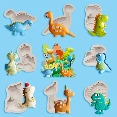 Stampo in Silicone per Dinosauri Tyrannosaurus T-Rex Decorazione Torte Fondente Strumento da Forno DIY Argilla Fatta a Mano Stampo per Cioccolato per Bambini