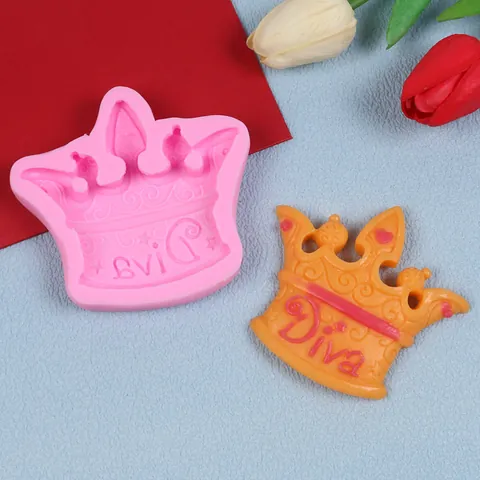 Valentine's Day Crown Shape Silicone Mold Diva Letter Heart Star Pattern Fondant Cake Chocolate Candy Crafting Baking Mold