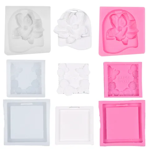 Moule en Silicone Fleur Papillon en Relief pour Fabrication de Savon Pierre d'Aromathérapie Pendentif en Plâtre DIY Moule à Pâtisserie