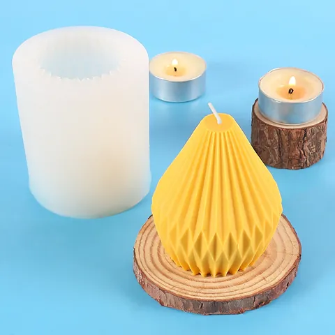 Geometric DIY Silicone Candle Mold For Aromatherapy Plaster Resin Casting Bubble Wave Cylinder Silicone Baking Molds Tools