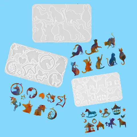 DIY Silicone Mold For Jewelry Pendants Earring Making Cute Cat Unicorn Merry-Go-Round Shape Resin Casting Mold Craft Tools