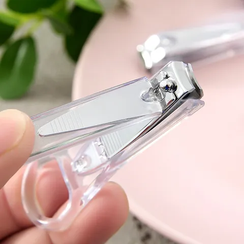 Minimalist Transparent Plastic Stainless Steel Nail Clipper With Anti Splash Catcher Portable Foldable Manicure Pedicure Tool For Home Student