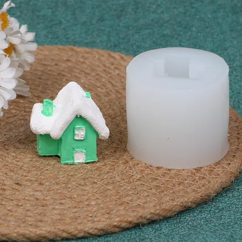 Christmas Snow House European Cabin Silicone Mold For Aromatherapy Candle DIY Chocolate Plaster Ornament Decorative Craft Mold