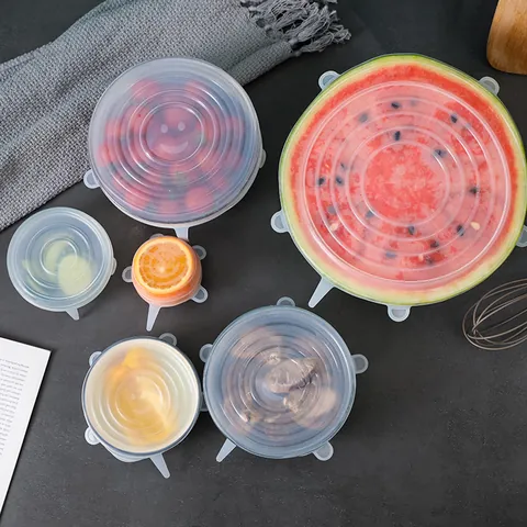 Food Grade Silicone Stretch Lids Reusable Durable Seal Bowl Covers For Various Containers Kitchen Storage Organization Fresh Keeping Tops