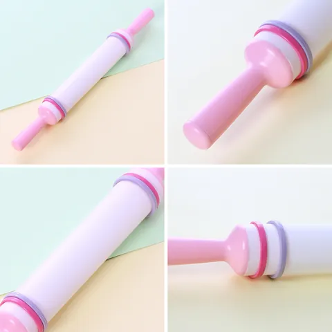 Adjustable Fondant Rolling Pin Non-Stick Plastic Dough Roller With Thickness Rings For Cake Cookies Baking Kitchen Tool
