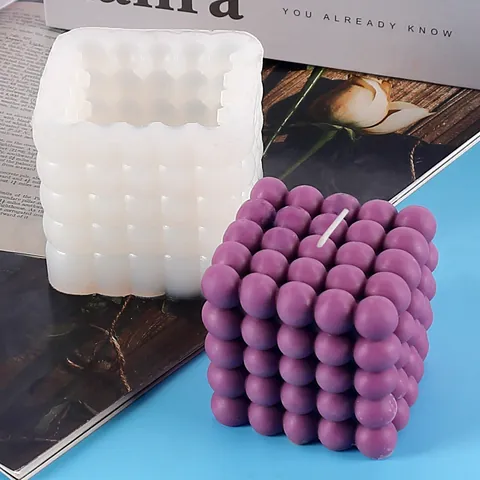 DIY Rubiks Cube Aromatherapy Candle Silicone Mold Cheese Mousse Cake Making Tool Desktop Ornament Geometric Crafting Mold