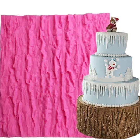 Large Bark Texture Silicone Fondant Mold Cake Border Texture Mat Chocolate Cake Decorating Mold DIY Baking Tool For Dessert