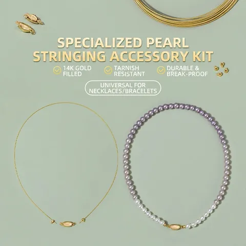 Kit de Material de Joyería DIY Cierre de Latón Lleno de Oro Suministros para Collares de Perlas Artificiales Con Alicates y Alambre de Acero Componentes Hechos a Mano Mujer