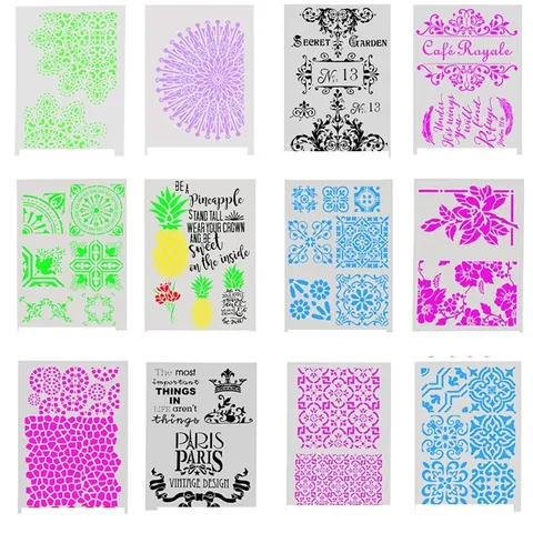 DIY Hollow Painting Stencils For Drawing Graffiti Mandala Pattern Reusable Plastic Coffee Latte Art Cake Decorating Template
