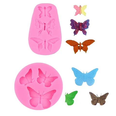 Butterfly Silicone Mold DIY Chocolate Candy Fondant Cake Decoration Triple Butterfly Shape Baking Tool Handmade Resin Mold