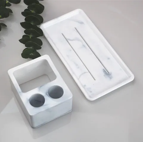 DIY Toothbrush Holder Silicone Mold Mirror Surface Crystal Resin Casting Mold For Bathroom Storage Rack Organizer Tray Handcrafted Tool