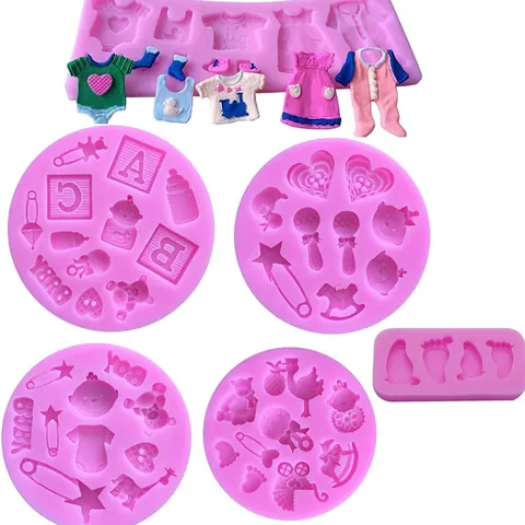 Moule en Silicone pour Fête de Naissance Empreinte Cheval Biberon Fondant Gâteau Outils de Décoration DIY Chocolat Savon Résine Argile