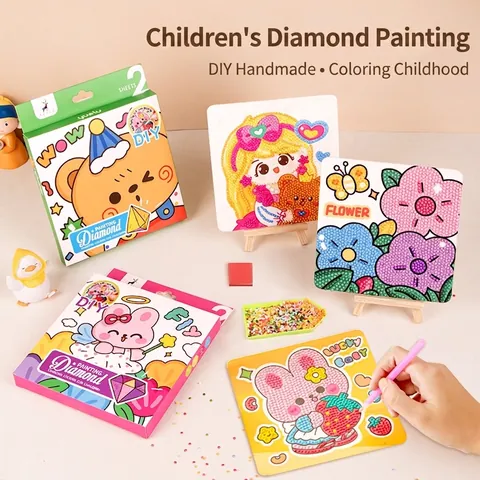 Kids DIY Diamond Painting Kit Cartoon Princess Animal Flower Pattern Educational Arts And Crafts Toys For Children Kindergarten Gift