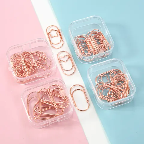 Creatieve Metalen Paperclips Roségoud Hart Ster Vorm Bladwijzer Clips Voor Kantoor School Studenten Kantoorbenodigdheden Document Organizer