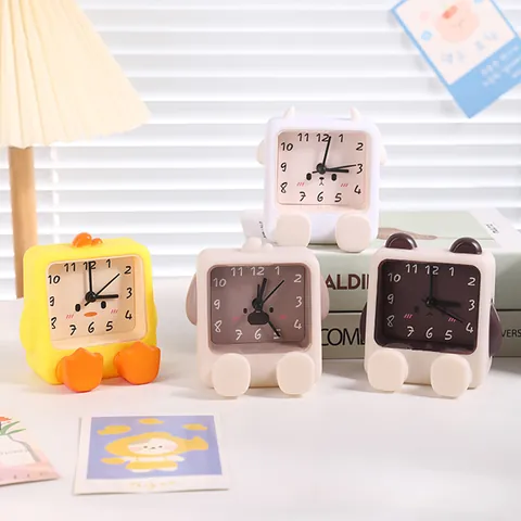 Cute Cartoon Animal Desktop Alarm Clock Analog Digital Display Battery Operated Bedside Table Clock For Kids Student Bedroom