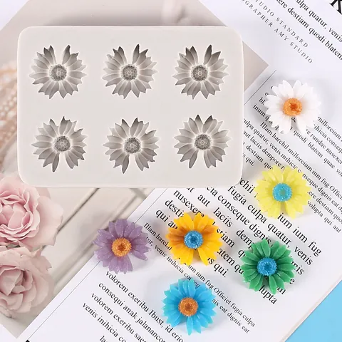 Daisy Cherry Blossom Sunflower Shape Liquid Silicone Mold For DIY Fondant Cake Decor Chocolate Clay Craft Baking Tools