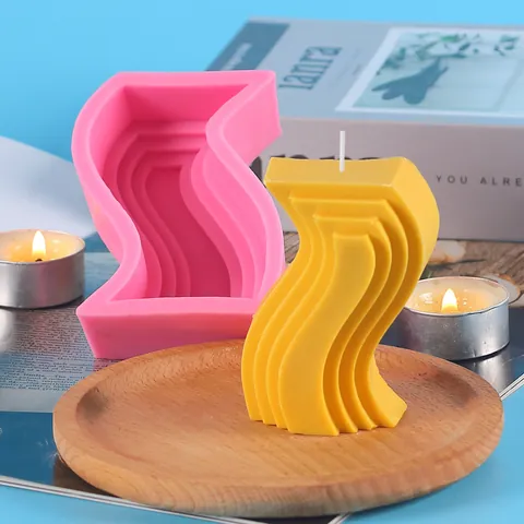 Nordic Style Geometric S-Shaped Scented Candle Silicone Mold DIY Tiered Trapezoid Plaster Soap Mold For Car Aromatherapy Diffuser Stone