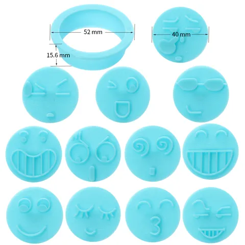 12Stk Emoji Plätzchenstempel Kunststoff Cartoon Lächeln Gesicht Fondant Keksausstecher DIY Backen Kuchen Deko Werkzeuge Set