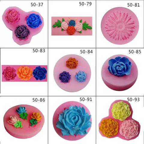 Moule en Silicone Fleur 3D Rose Marguerite Pivoine Fondant Gâteau Chocolat Moules pour Cuisine Pâtisserie Décoration Rose Outils de Pâtisserie