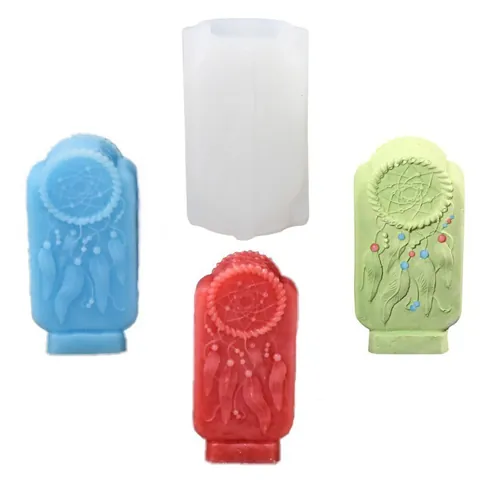 DIY Dromenvanger Grafsteen Siliconen Vorm Voor Kaarsen Maken Gips Hars Gieten Rechthoek Veer Relief Ornament Ambachtelijke Decor Tool