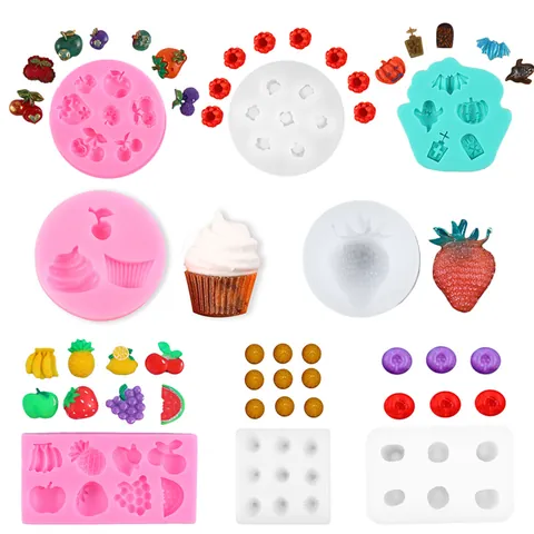 Fruit Halloween Silicone Mold For DIY Cake Decorating Fondant Plaster Clay Crafting Cherry Strawberry Raspberry Shapes