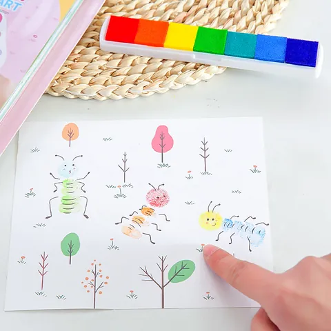 Kids Paper Finger Paint Set Creative Graffiti Painting Kit With Ink Pad And Theme Book Farm Animal DIY Arts Crafts Toys Gifts