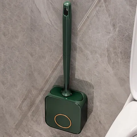 Escobilla de Baño de Silicona Suave de Pared Limpieza Profunda Sin Ángulos Muertos Herramienta de Baño Verde Oscuro Oro