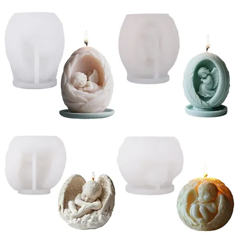3D Angel Baby Silicone Mold For DIY Handmade Candle Soap Plaster Aromatherapy Ornaments Feather Wings Winged Infant Crafting