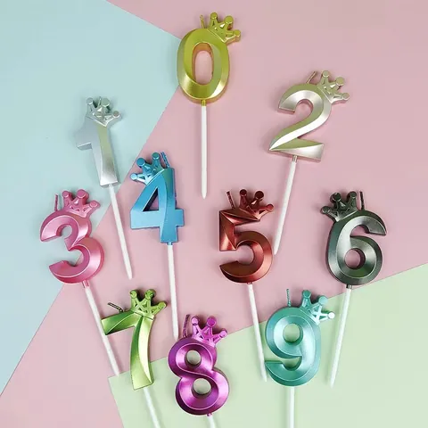 Crown Number Silicone Mold For Birthday Party Cake Decorating Chocolate Candle DIY Baking Mold Numbers 0-9 Royal Theme Topper